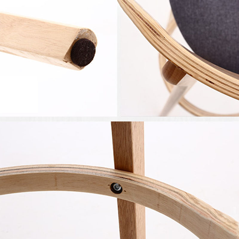 Scandinavian Rubberwood Coffee Shop Stool Footrest Upholstered Bar Stools Clearhalo 'Bar Furniture' 'Bar Stools' 'bar_stools' 'furn' 'furn_bar_stools' 'Furniture' 'furniture_bar_stools' 'Kitchen & Dining Furniture' 4889592