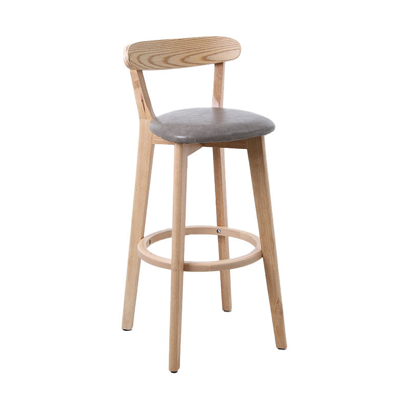 Scandinavian Rubberwood Coffee Shop Stool Footrest Upholstered Bar Stools Silver Gray Natural 1 Piece Clearhalo 'Bar Furniture' 'Bar Stools' 'bar_stools' 'furn' 'furn_bar_stools' 'Furniture' 'furniture_bar_stools' 'Kitchen & Dining Furniture' 4889593