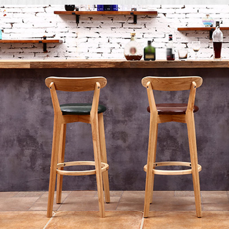 Scandinavian Rubberwood Coffee Shop Stool Footrest Upholstered Bar Stools Clearhalo 'Bar Furniture' 'Bar Stools' 'bar_stools' 'furn' 'furn_bar_stools' 'Furniture' 'furniture_bar_stools' 'Kitchen & Dining Furniture' 4889594