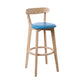 Scandinavian Rubberwood Coffee Shop Stool Footrest Upholstered Bar Stools Sky Blue Natural 1 Piece Clearhalo 'Bar Furniture' 'Bar Stools' 'bar_stools' 'furn' 'furn_bar_stools' 'Furniture' 'furniture_bar_stools' 'Kitchen & Dining Furniture' 4889595