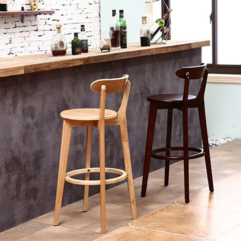 Scandinavian Rubberwood Coffee Shop Stool Footrest Upholstered Bar Stools Clearhalo 'Bar Furniture' 'Bar Stools' 'bar_stools' 'furn' 'furn_bar_stools' 'Furniture' 'furniture_bar_stools' 'Kitchen & Dining Furniture' 4889597