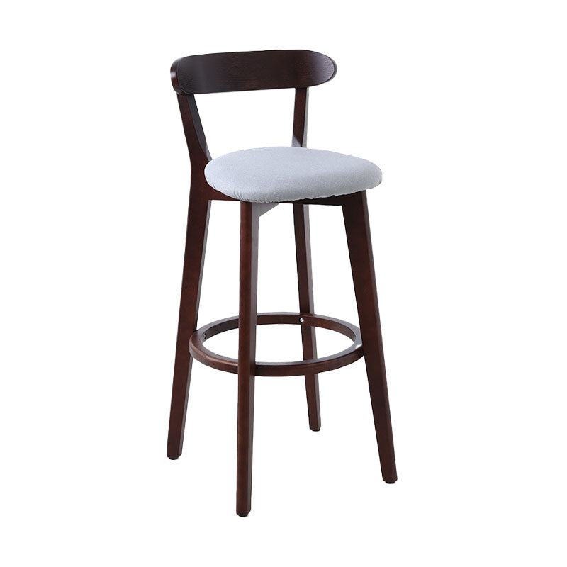 Scandinavian Rubberwood Coffee Shop Stool Footrest Upholstered Bar Stools Light Gray Brown 1 Piece Clearhalo 'Bar Furniture' 'Bar Stools' 'bar_stools' 'furn' 'furn_bar_stools' 'Furniture' 'furniture_bar_stools' 'Kitchen & Dining Furniture' 4889598