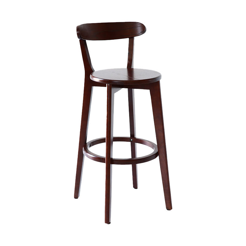 Scandinavian Rubberwood Coffee Shop Stool Footrest Upholstered Bar Stools Wood Brown 1 Piece Clearhalo 'Bar Furniture' 'Bar Stools' 'bar_stools' 'furn' 'furn_bar_stools' 'Furniture' 'furniture_bar_stools' 'Kitchen & Dining Furniture' 4889600