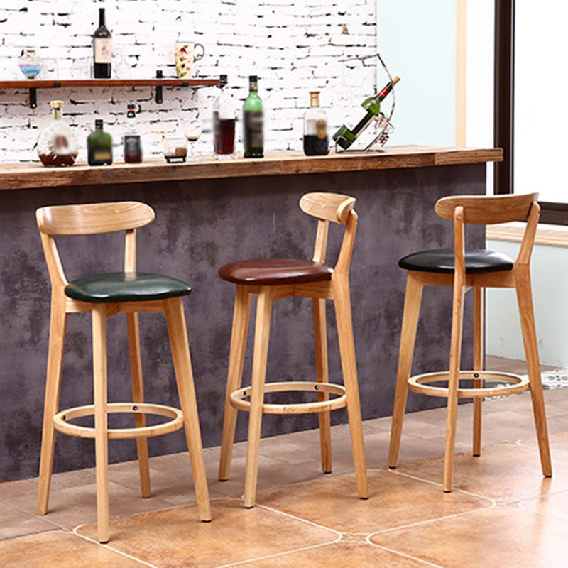 Scandinavian Rubberwood Coffee Shop Stool Footrest Upholstered Bar Stools Clearhalo 'Bar Furniture' 'Bar Stools' 'bar_stools' 'furn' 'furn_bar_stools' 'Furniture' 'furniture_bar_stools' 'Kitchen & Dining Furniture' 4889601