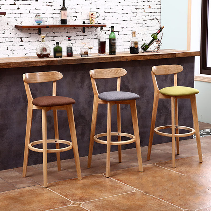 Scandinavian Rubberwood Coffee Shop Stool Footrest Upholstered Bar Stools Clearhalo 'Bar Furniture' 'Bar Stools' 'bar_stools' 'furn' 'furn_bar_stools' 'Furniture' 'furniture_bar_stools' 'Kitchen & Dining Furniture' 4889603