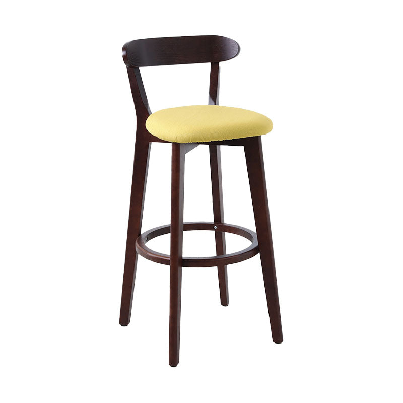 Scandinavian Rubberwood Coffee Shop Stool Footrest Upholstered Bar Stools Yellow Brown 1 Piece Clearhalo 'Bar Furniture' 'Bar Stools' 'bar_stools' 'furn' 'furn_bar_stools' 'Furniture' 'furniture_bar_stools' 'Kitchen & Dining Furniture' 4889604