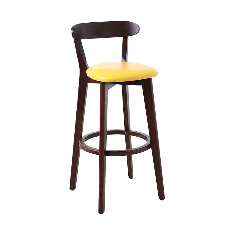 Scandinavian Rubberwood Coffee Shop Stool Footrest Upholstered Bar Stools Ginger Brown 1 Piece Clearhalo 'Bar Furniture' 'Bar Stools' 'bar_stools' 'furn' 'furn_bar_stools' 'Furniture' 'furniture_bar_stools' 'Kitchen & Dining Furniture' 4889605