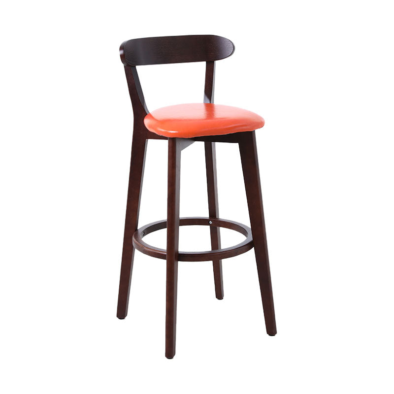 Scandinavian Rubberwood Coffee Shop Stool Footrest Upholstered Bar Stools Orange Brown 1 Piece Clearhalo 'Bar Furniture' 'Bar Stools' 'bar_stools' 'furn' 'furn_bar_stools' 'Furniture' 'furniture_bar_stools' 'Kitchen & Dining Furniture' 4889607