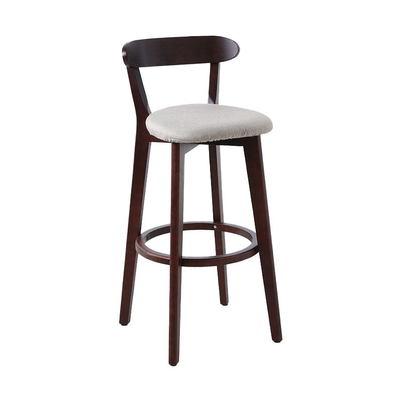 Scandinavian Rubberwood Coffee Shop Stool Footrest Upholstered Bar Stools Khaki Brown 1 Piece Clearhalo 'Bar Furniture' 'Bar Stools' 'bar_stools' 'furn' 'furn_bar_stools' 'Furniture' 'furniture_bar_stools' 'Kitchen & Dining Furniture' 4889608
