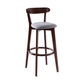 Scandinavian Rubberwood Coffee Shop Stool Footrest Upholstered Bar Stools Grey Brown 1 Piece Clearhalo 'Bar Furniture' 'Bar Stools' 'bar_stools' 'furn' 'furn_bar_stools' 'Furniture' 'furniture_bar_stools' 'Kitchen & Dining Furniture' 4889609