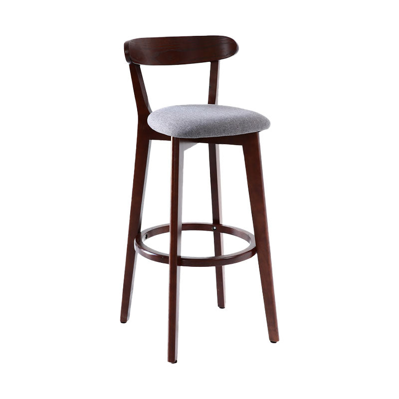 Scandinavian Rubberwood Coffee Shop Stool Footrest Upholstered Bar Stools Grey Brown 1 Piece Clearhalo 'Bar Furniture' 'Bar Stools' 'bar_stools' 'furn' 'furn_bar_stools' 'Furniture' 'furniture_bar_stools' 'Kitchen & Dining Furniture' 4889609