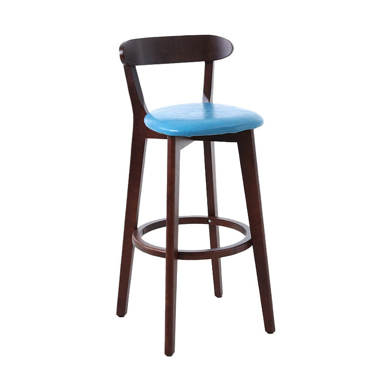 Scandinavian Rubberwood Coffee Shop Stool Footrest Upholstered Bar Stools Sky Blue Brown 1 Piece Clearhalo 'Bar Furniture' 'Bar Stools' 'bar_stools' 'furn' 'furn_bar_stools' 'Furniture' 'furniture_bar_stools' 'Kitchen & Dining Furniture' 4889610