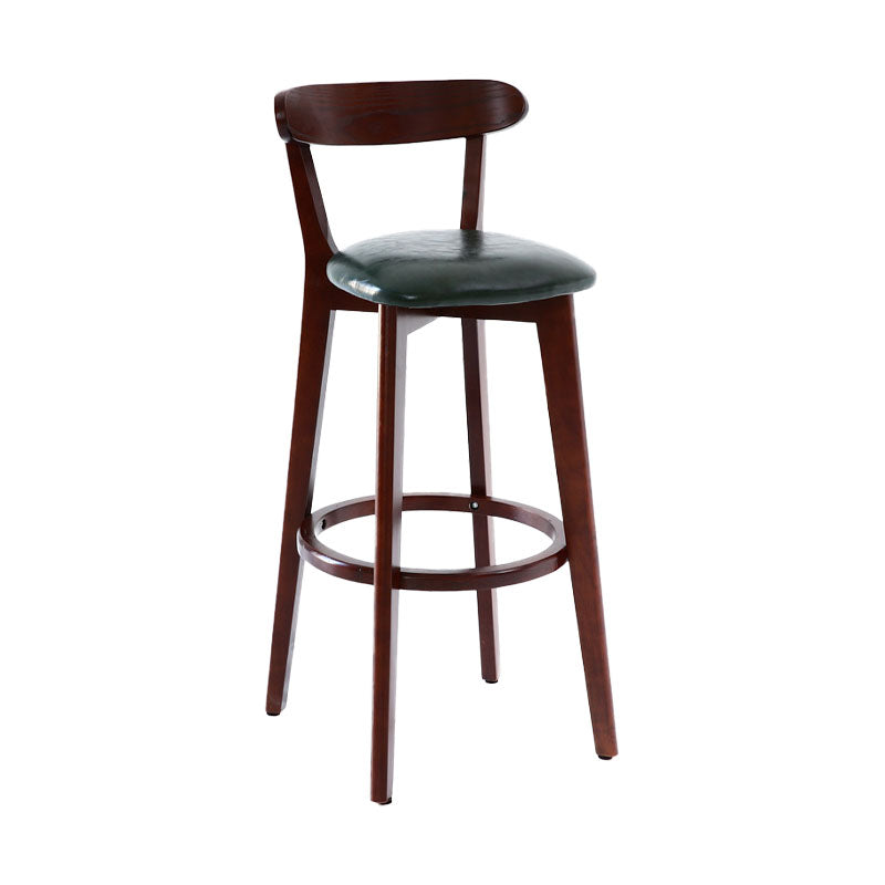 Scandinavian Rubberwood Coffee Shop Stool Footrest Upholstered Bar Stools Blackish Green Brown 1 Piece Clearhalo 'Bar Furniture' 'Bar Stools' 'bar_stools' 'furn' 'furn_bar_stools' 'Furniture' 'furniture_bar_stools' 'Kitchen & Dining Furniture' 4889612