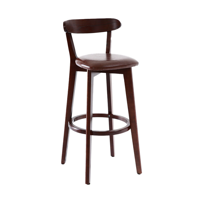 Scandinavian Rubberwood Coffee Shop Stool Footrest Upholstered Bar Stools Brown Brown 1 Piece Clearhalo 'Bar Furniture' 'Bar Stools' 'bar_stools' 'furn' 'furn_bar_stools' 'Furniture' 'furniture_bar_stools' 'Kitchen & Dining Furniture' 4889615