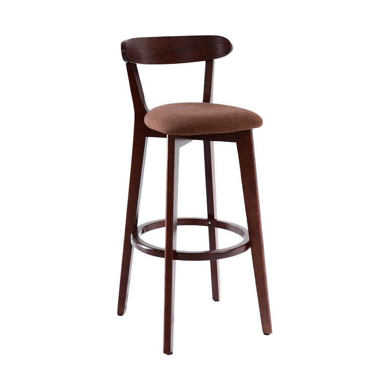 Scandinavian Rubberwood Coffee Shop Stool Footrest Upholstered Bar Stools Coffee Brown 1 Piece Clearhalo 'Bar Furniture' 'Bar Stools' 'bar_stools' 'furn' 'furn_bar_stools' 'Furniture' 'furniture_bar_stools' 'Kitchen & Dining Furniture' 4889616