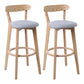 Scandinavian Rubberwood Coffee Shop Stool Footrest Upholstered Bar Stools Light Gray Natural 2 Piece Set Clearhalo 'Bar Furniture' 'Bar Stools' 'bar_stools' 'furn' 'furn_bar_stools' 'Furniture' 'furniture_bar_stools' 'Kitchen & Dining Furniture' 4889617
