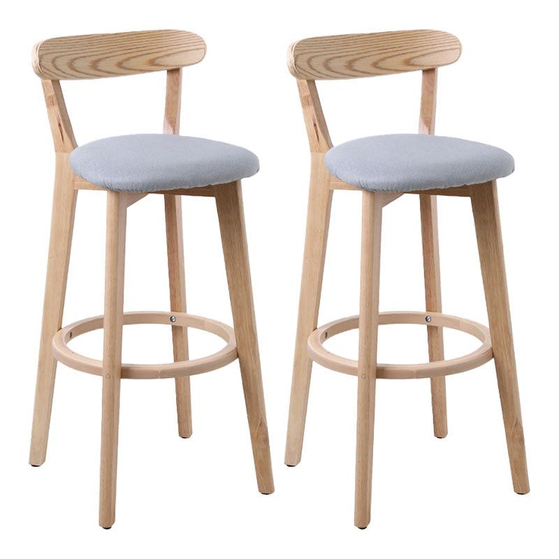 Scandinavian Rubberwood Coffee Shop Stool Footrest Upholstered Bar Stools Light Gray Natural 2 Piece Set Clearhalo 'Bar Furniture' 'Bar Stools' 'bar_stools' 'furn' 'furn_bar_stools' 'Furniture' 'furniture_bar_stools' 'Kitchen & Dining Furniture' 4889617