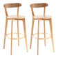 Scandinavian Rubberwood Coffee Shop Stool Footrest Upholstered Bar Stools Wood Natural 2 Piece Set Clearhalo 'Bar Furniture' 'Bar Stools' 'bar_stools' 'furn' 'furn_bar_stools' 'Furniture' 'furniture_bar_stools' 'Kitchen & Dining Furniture' 4889618