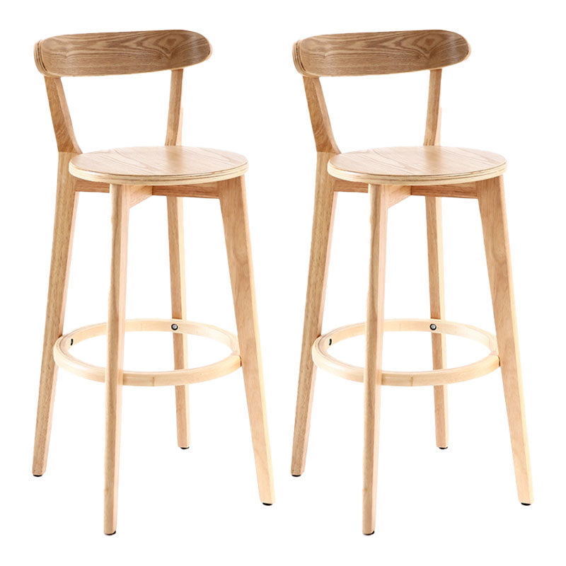 Scandinavian Rubberwood Coffee Shop Stool Footrest Upholstered Bar Stools Wood Natural 2 Piece Set Clearhalo 'Bar Furniture' 'Bar Stools' 'bar_stools' 'furn' 'furn_bar_stools' 'Furniture' 'furniture_bar_stools' 'Kitchen & Dining Furniture' 4889618