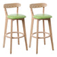 Scandinavian Rubberwood Coffee Shop Stool Footrest Upholstered Bar Stools Fruit Green Natural 2 Piece Set Clearhalo 'Bar Furniture' 'Bar Stools' 'bar_stools' 'furn' 'furn_bar_stools' 'Furniture' 'furniture_bar_stools' 'Kitchen & Dining Furniture' 4889619