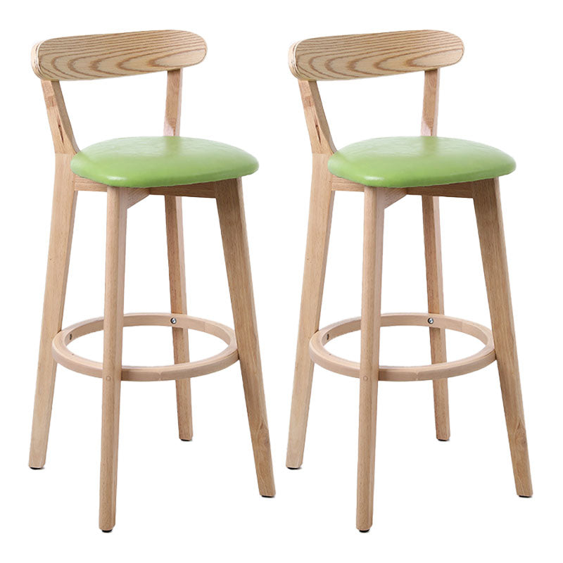Scandinavian Rubberwood Coffee Shop Stool Footrest Upholstered Bar Stools Fruit Green Natural 2 Piece Set Clearhalo 'Bar Furniture' 'Bar Stools' 'bar_stools' 'furn' 'furn_bar_stools' 'Furniture' 'furniture_bar_stools' 'Kitchen & Dining Furniture' 4889619