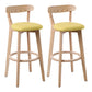 Scandinavian Rubberwood Coffee Shop Stool Footrest Upholstered Bar Stools Yellow Natural 2 Piece Set Clearhalo 'Bar Furniture' 'Bar Stools' 'bar_stools' 'furn' 'furn_bar_stools' 'Furniture' 'furniture_bar_stools' 'Kitchen & Dining Furniture' 4889620