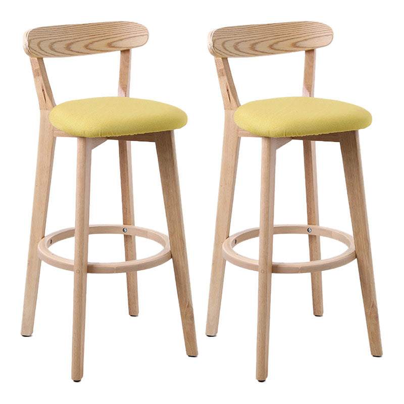 Scandinavian Rubberwood Coffee Shop Stool Footrest Upholstered Bar Stools Yellow Natural 2 Piece Set Clearhalo 'Bar Furniture' 'Bar Stools' 'bar_stools' 'furn' 'furn_bar_stools' 'Furniture' 'furniture_bar_stools' 'Kitchen & Dining Furniture' 4889620