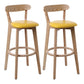 Scandinavian Rubberwood Coffee Shop Stool Footrest Upholstered Bar Stools Ginger Natural 2 Piece Set Clearhalo 'Bar Furniture' 'Bar Stools' 'bar_stools' 'furn' 'furn_bar_stools' 'Furniture' 'furniture_bar_stools' 'Kitchen & Dining Furniture' 4889621
