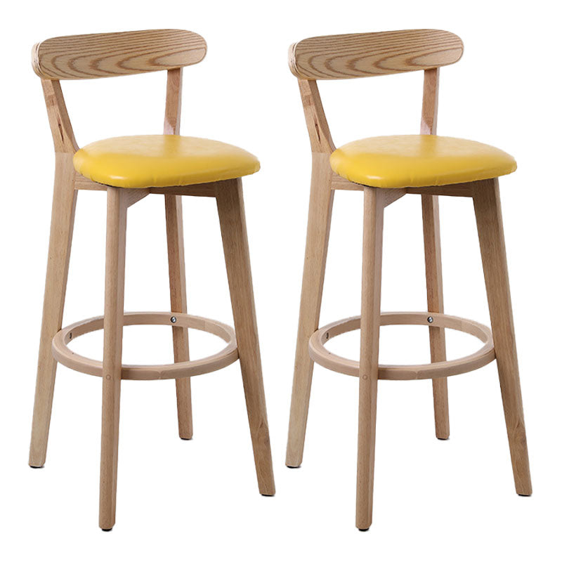 Scandinavian Rubberwood Coffee Shop Stool Footrest Upholstered Bar Stools Ginger Natural 2 Piece Set Clearhalo 'Bar Furniture' 'Bar Stools' 'bar_stools' 'furn' 'furn_bar_stools' 'Furniture' 'furniture_bar_stools' 'Kitchen & Dining Furniture' 4889621