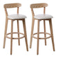 Scandinavian Rubberwood Coffee Shop Stool Footrest Upholstered Bar Stools Off-White Natural 2 Piece Set Clearhalo 'Bar Furniture' 'Bar Stools' 'bar_stools' 'furn' 'furn_bar_stools' 'Furniture' 'furniture_bar_stools' 'Kitchen & Dining Furniture' 4889622
