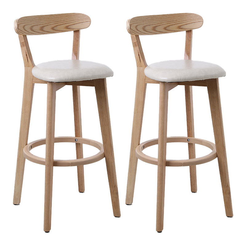 Scandinavian Rubberwood Coffee Shop Stool Footrest Upholstered Bar Stools Off-White Natural 2 Piece Set Clearhalo 'Bar Furniture' 'Bar Stools' 'bar_stools' 'furn' 'furn_bar_stools' 'Furniture' 'furniture_bar_stools' 'Kitchen & Dining Furniture' 4889622