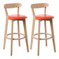 Scandinavian Rubberwood Coffee Shop Stool Footrest Upholstered Bar Stools Orange Natural 2 Piece Set Clearhalo 'Bar Furniture' 'Bar Stools' 'bar_stools' 'furn' 'furn_bar_stools' 'Furniture' 'furniture_bar_stools' 'Kitchen & Dining Furniture' 4889623