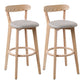 Scandinavian Rubberwood Coffee Shop Stool Footrest Upholstered Bar Stools Khaki Natural 2 Piece Set Clearhalo 'Bar Furniture' 'Bar Stools' 'bar_stools' 'furn' 'furn_bar_stools' 'Furniture' 'furniture_bar_stools' 'Kitchen & Dining Furniture' 4889624