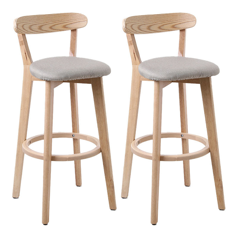 Scandinavian Rubberwood Coffee Shop Stool Footrest Upholstered Bar Stools Khaki Natural 2 Piece Set Clearhalo 'Bar Furniture' 'Bar Stools' 'bar_stools' 'furn' 'furn_bar_stools' 'Furniture' 'furniture_bar_stools' 'Kitchen & Dining Furniture' 4889624