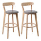 Scandinavian Rubberwood Coffee Shop Stool Footrest Upholstered Bar Stools Silver Gray Natural 2 Piece Set Clearhalo 'Bar Furniture' 'Bar Stools' 'bar_stools' 'furn' 'furn_bar_stools' 'Furniture' 'furniture_bar_stools' 'Kitchen & Dining Furniture' 4889625