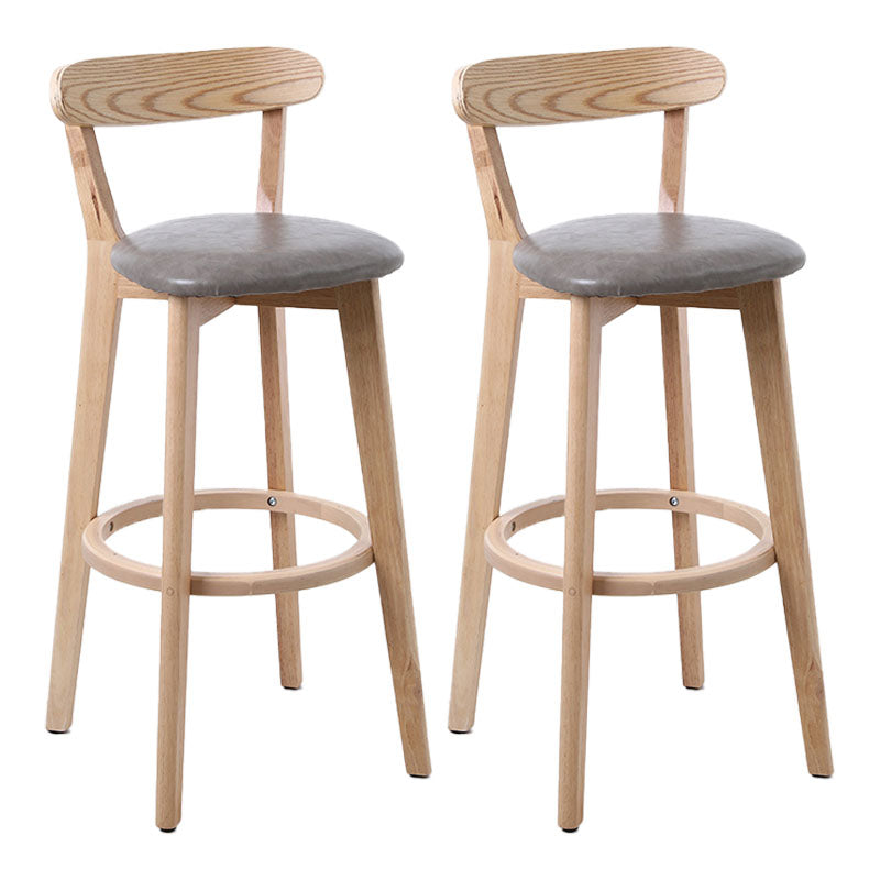 Scandinavian Rubberwood Coffee Shop Stool Footrest Upholstered Bar Stools Silver Gray Natural 2 Piece Set Clearhalo 'Bar Furniture' 'Bar Stools' 'bar_stools' 'furn' 'furn_bar_stools' 'Furniture' 'furniture_bar_stools' 'Kitchen & Dining Furniture' 4889625