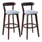 Scandinavian Rubberwood Coffee Shop Stool Footrest Upholstered Bar Stools Light Gray Brown 2 Piece Set Clearhalo 'Bar Furniture' 'Bar Stools' 'bar_stools' 'furn' 'furn_bar_stools' 'Furniture' 'furniture_bar_stools' 'Kitchen & Dining Furniture' 4889628