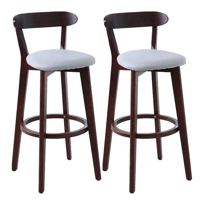 Scandinavian Rubberwood Coffee Shop Stool Footrest Upholstered Bar Stools Light Gray Brown 2 Piece Set Clearhalo 'Bar Furniture' 'Bar Stools' 'bar_stools' 'furn' 'furn_bar_stools' 'Furniture' 'furniture_bar_stools' 'Kitchen & Dining Furniture' 4889628