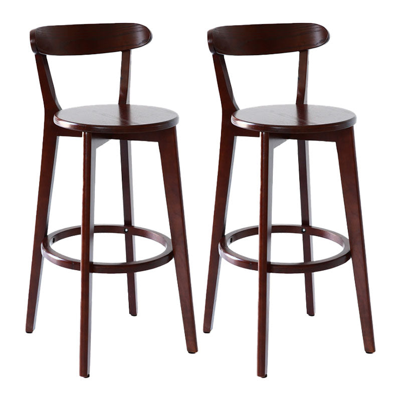 Scandinavian Rubberwood Coffee Shop Stool Footrest Upholstered Bar Stools Wood Brown 2 Piece Set Clearhalo 'Bar Furniture' 'Bar Stools' 'bar_stools' 'furn' 'furn_bar_stools' 'Furniture' 'furniture_bar_stools' 'Kitchen & Dining Furniture' 4889629