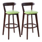 Scandinavian Rubberwood Coffee Shop Stool Footrest Upholstered Bar Stools Fruit Green Brown 2 Piece Set Clearhalo 'Bar Furniture' 'Bar Stools' 'bar_stools' 'furn' 'furn_bar_stools' 'Furniture' 'furniture_bar_stools' 'Kitchen & Dining Furniture' 4889630