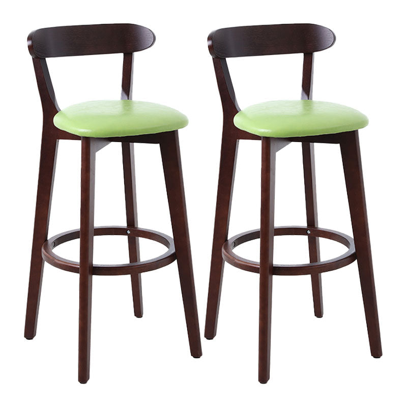 Scandinavian Rubberwood Coffee Shop Stool Footrest Upholstered Bar Stools Fruit Green Brown 2 Piece Set Clearhalo 'Bar Furniture' 'Bar Stools' 'bar_stools' 'furn' 'furn_bar_stools' 'Furniture' 'furniture_bar_stools' 'Kitchen & Dining Furniture' 4889630