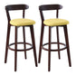 Scandinavian Rubberwood Coffee Shop Stool Footrest Upholstered Bar Stools Yellow Brown 2 Piece Set Clearhalo 'Bar Furniture' 'Bar Stools' 'bar_stools' 'furn' 'furn_bar_stools' 'Furniture' 'furniture_bar_stools' 'Kitchen & Dining Furniture' 4889631