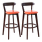 Scandinavian Rubberwood Coffee Shop Stool Footrest Upholstered Bar Stools Orange Brown 2 Piece Set Clearhalo 'Bar Furniture' 'Bar Stools' 'bar_stools' 'furn' 'furn_bar_stools' 'Furniture' 'furniture_bar_stools' 'Kitchen & Dining Furniture' 4889634