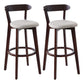 Scandinavian Rubberwood Coffee Shop Stool Footrest Upholstered Bar Stools Khaki Brown 2 Piece Set Clearhalo 'Bar Furniture' 'Bar Stools' 'bar_stools' 'furn' 'furn_bar_stools' 'Furniture' 'furniture_bar_stools' 'Kitchen & Dining Furniture' 4889635