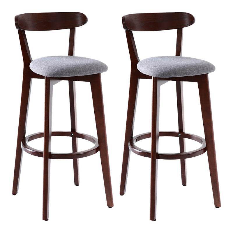 Scandinavian Rubberwood Coffee Shop Stool Footrest Upholstered Bar Stools Grey Brown 2 Piece Set Clearhalo 'Bar Furniture' 'Bar Stools' 'bar_stools' 'furn' 'furn_bar_stools' 'Furniture' 'furniture_bar_stools' 'Kitchen & Dining Furniture' 4889636