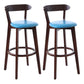 Scandinavian Rubberwood Coffee Shop Stool Footrest Upholstered Bar Stools Sky Blue Brown 2 Piece Set Clearhalo 'Bar Furniture' 'Bar Stools' 'bar_stools' 'furn' 'furn_bar_stools' 'Furniture' 'furniture_bar_stools' 'Kitchen & Dining Furniture' 4889637