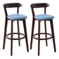 Scandinavian Rubberwood Coffee Shop Stool Footrest Upholstered Bar Stools Blue Brown 2 Piece Set Clearhalo 'Bar Furniture' 'Bar Stools' 'bar_stools' 'furn' 'furn_bar_stools' 'Furniture' 'furniture_bar_stools' 'Kitchen & Dining Furniture' 4889638