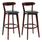 Scandinavian Rubberwood Coffee Shop Stool Footrest Upholstered Bar Stools Blackish Green Brown 2 Piece Set Clearhalo 'Bar Furniture' 'Bar Stools' 'bar_stools' 'furn' 'furn_bar_stools' 'Furniture' 'furniture_bar_stools' 'Kitchen & Dining Furniture' 4889639