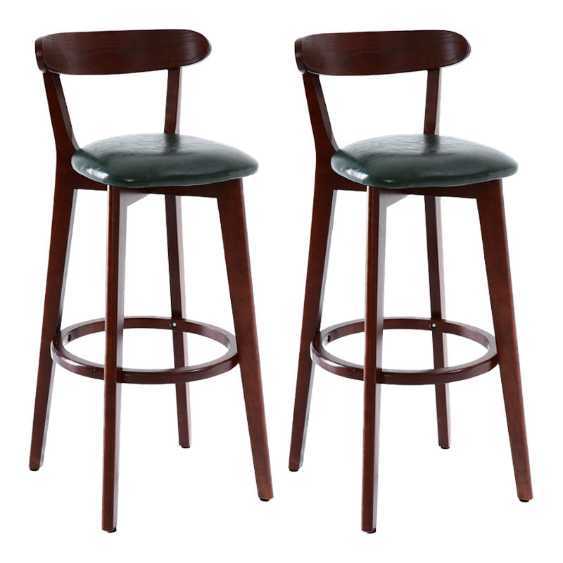 Scandinavian Rubberwood Coffee Shop Stool Footrest Upholstered Bar Stools Blackish Green Brown 2 Piece Set Clearhalo 'Bar Furniture' 'Bar Stools' 'bar_stools' 'furn' 'furn_bar_stools' 'Furniture' 'furniture_bar_stools' 'Kitchen & Dining Furniture' 4889639