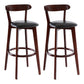 Scandinavian Rubberwood Coffee Shop Stool Footrest Upholstered Bar Stools Black Brown 2 Piece Set Clearhalo 'Bar Furniture' 'Bar Stools' 'bar_stools' 'furn' 'furn_bar_stools' 'Furniture' 'furniture_bar_stools' 'Kitchen & Dining Furniture' 4889640